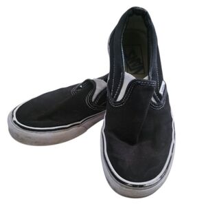 Used Vans Black and White Slip-On Sneakers